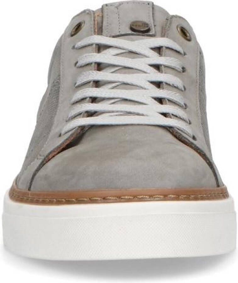 No Stress Heren Taupe nubuck sneakers met witte zool