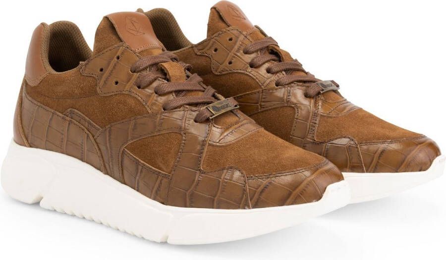 NoGRZ Correa Leren damessneakers Cognac Bruin Leer