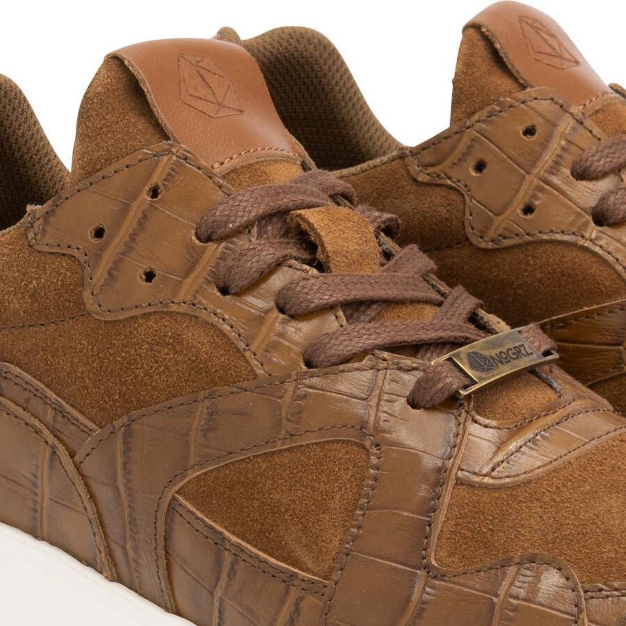 NoGRZ Correa Leren damessneakers Cognac Bruin Leer