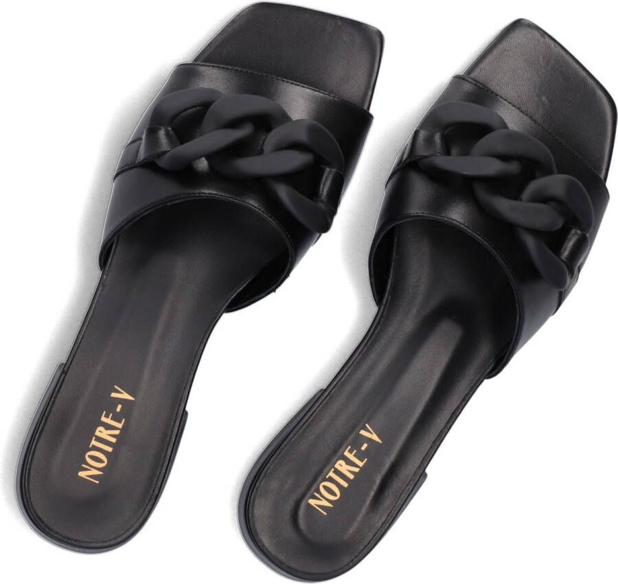 Notre-v Elegante Zwarte Leren Slippers Black Dames - Foto 5