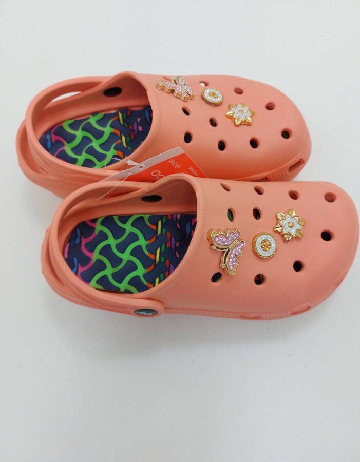 Novelido High Sole Oranje Dames Sabo Slippers Massage Sole met Patroon