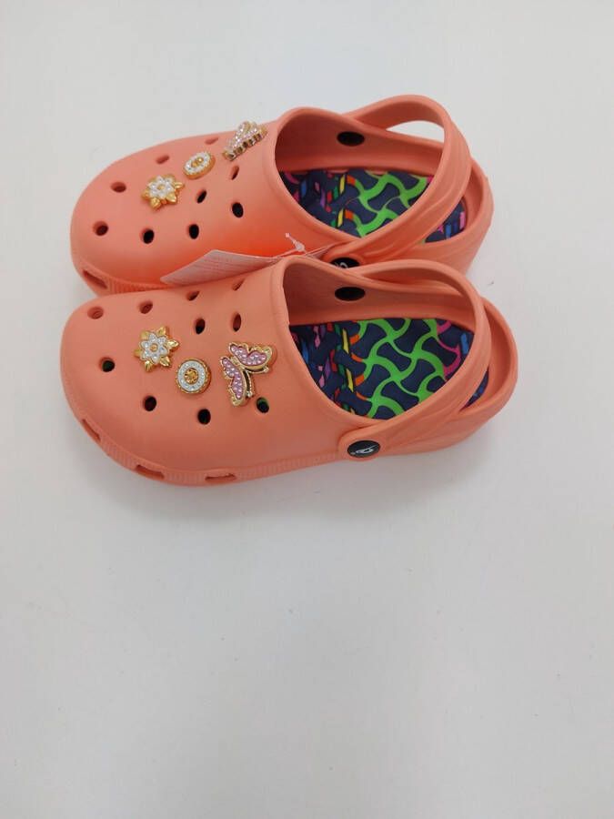 Novelido High Sole Oranje Dames Sabo Slippers Massage Sole met Patroon