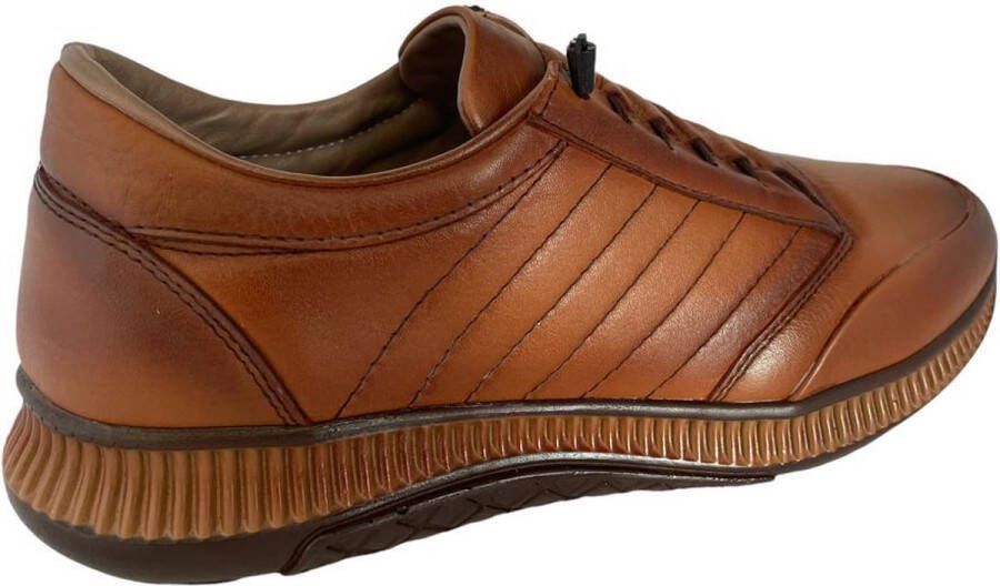 Online Express Schoenen Heren sport instapper Mannenschoenen met elastiek veterbandje Nette schoenen comfort 24 7 Casual comfort sneaker 115 Echt leer Cognac - Foto 4