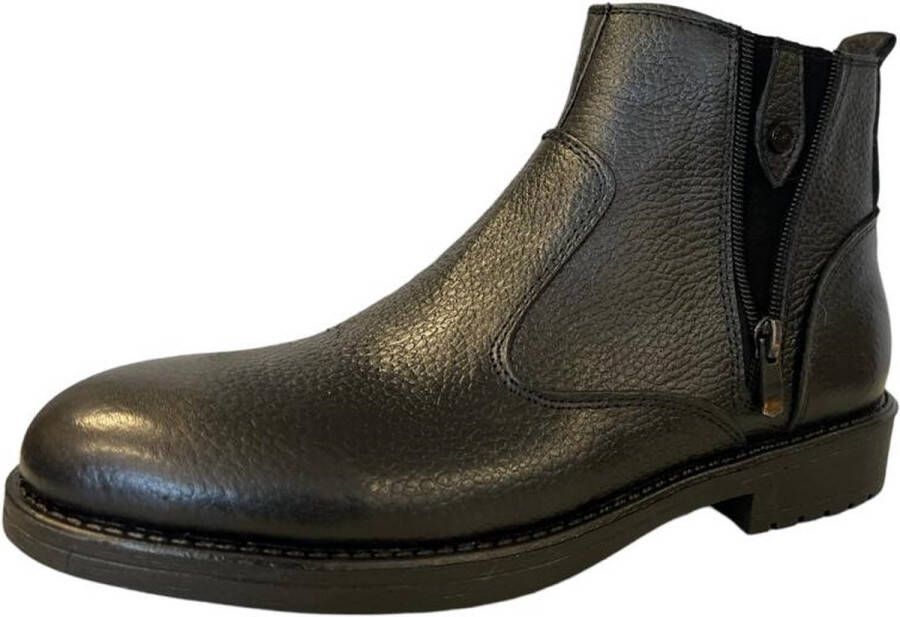 Online Express Herenschoenen- Chelsea Boots- Halfhoge leren Schoenen- Enkellaarzen 1002- Leather- Zwart - Foto 4