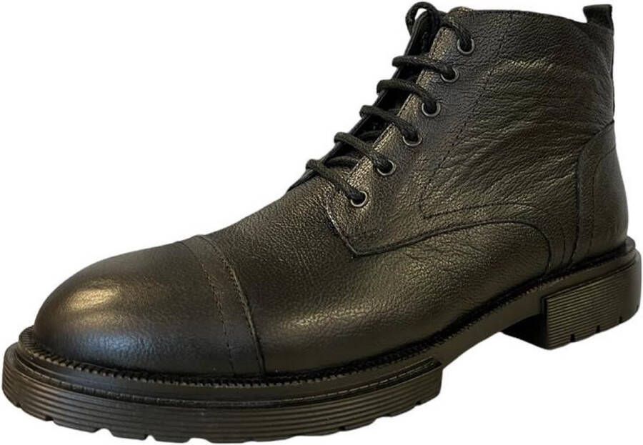 Online Express Nette Veterschoenen- Enkellaars- Heren laarzen- Mannen Stoere Bikerboots 1043- Leather- Zwart - Foto 5