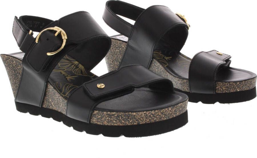 Panama Jack Velvet B1 Sandalen Met Sleehak Zwart