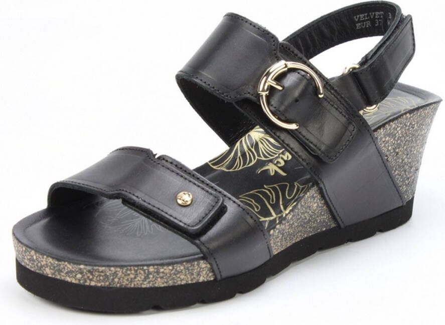 Panama Jack Velvet B1 Sandalen Met Sleehak Zwart