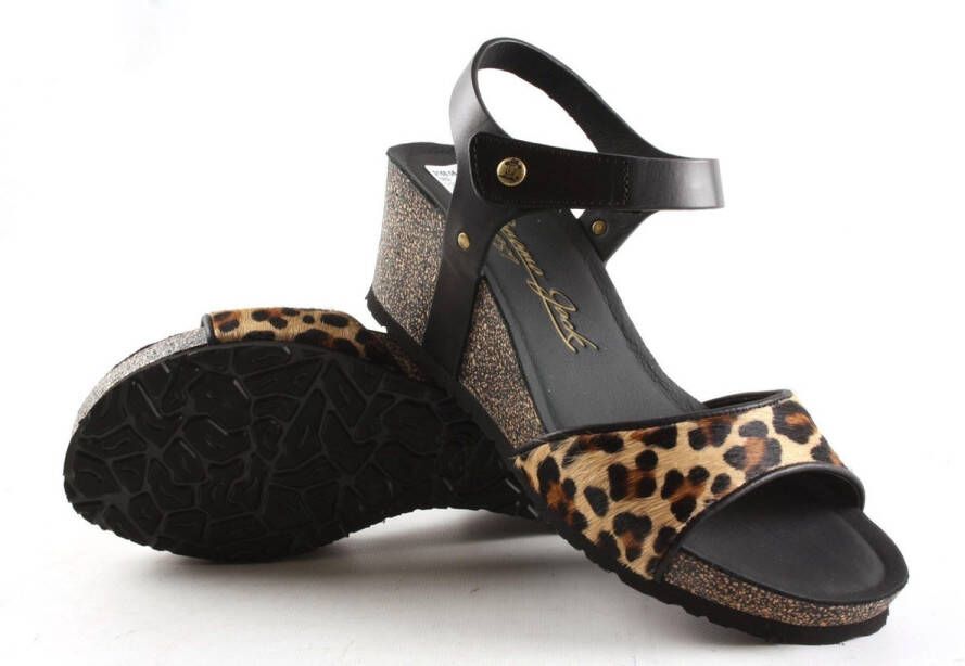 Panama Jack Victory Leopard B3 sandalen met sleehak zwart