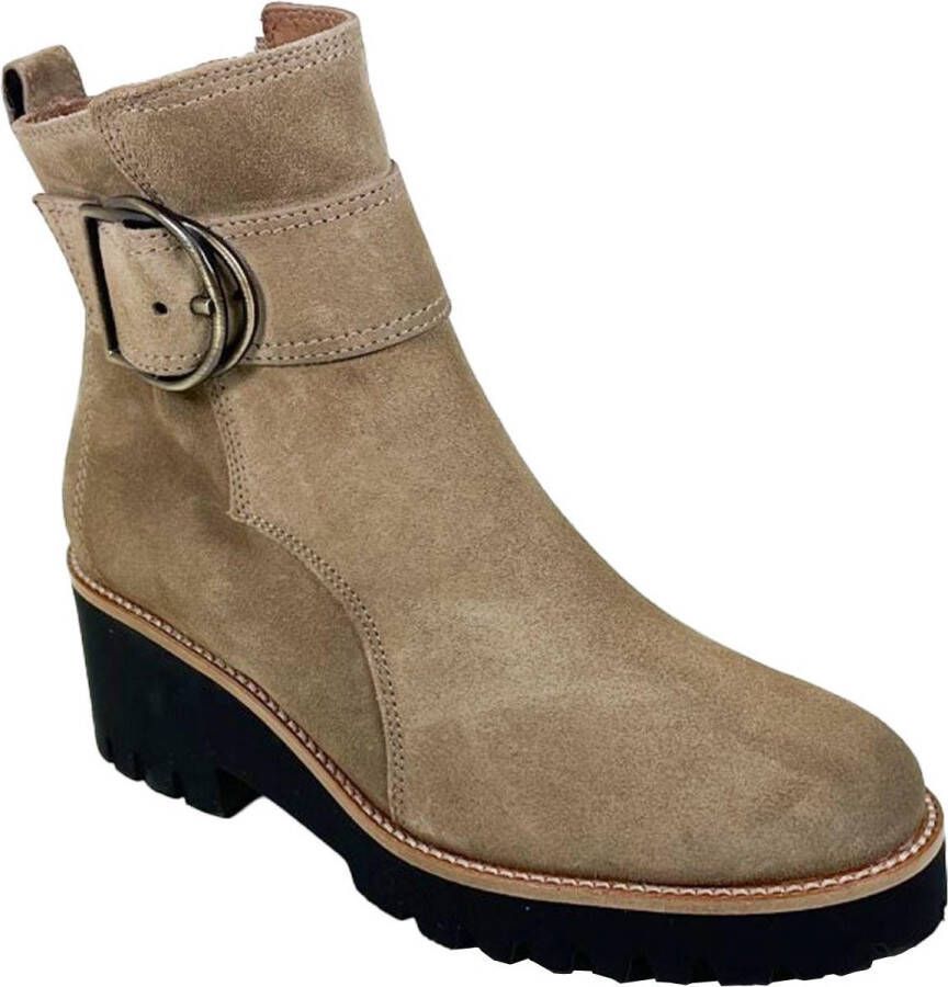 PAUL GREEN Enkellaarsjes Dames 9763 Maat: 38 Materiaal: Suède Kleur: Taupe - Foto 3