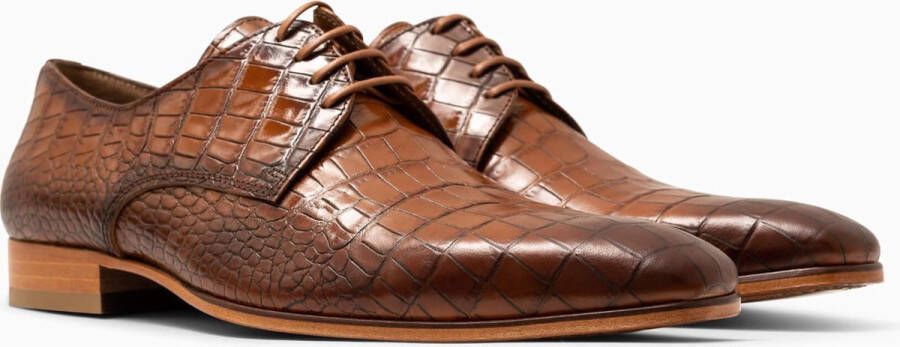 Paulo Bellini Carbonia Heren Veterschoenen Cognac Croco