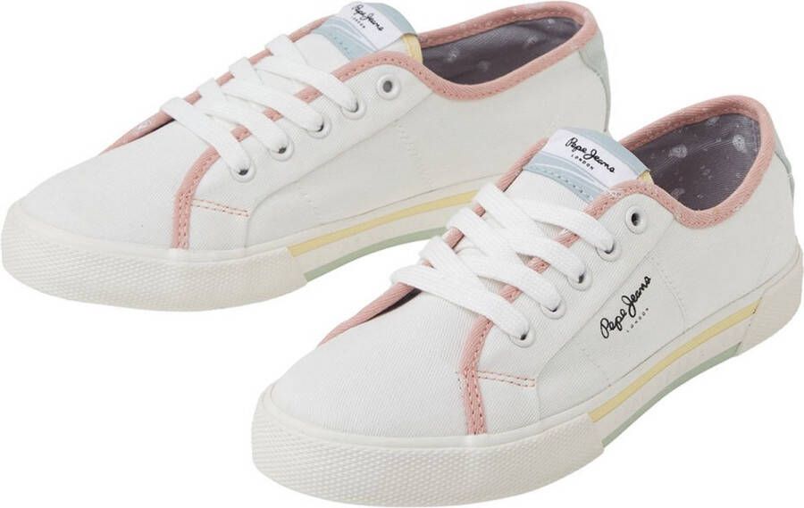 Pepe Jeans Brady Bandan Lage Sneakers Wit Vrouw