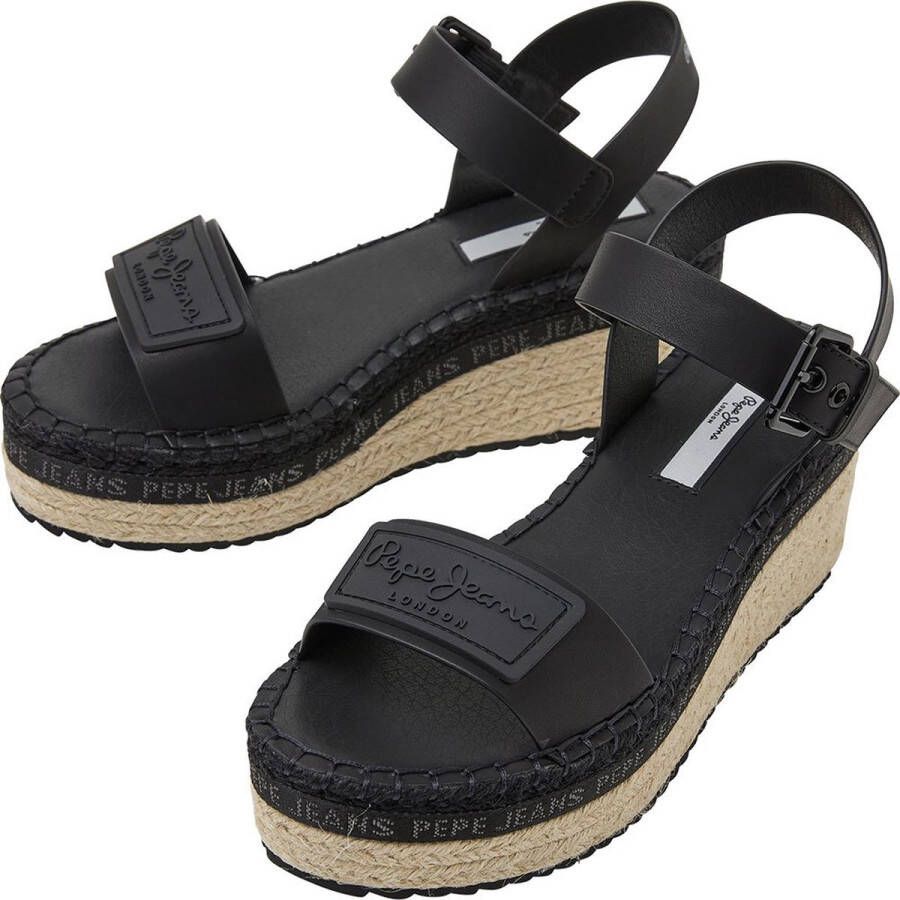 Pepe Jeans Witney Brand Sandalen Met Sleehak Zwart Vrouw
