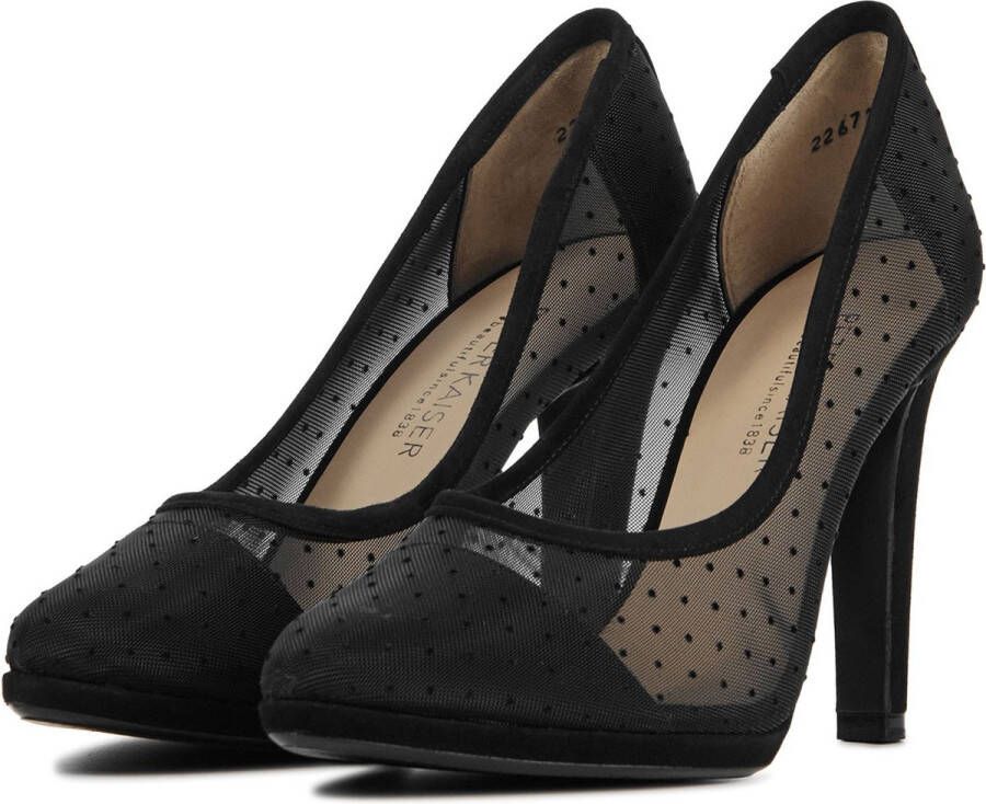 Peter Kaiser Pumps Stiletto Dames Damesschoenen Canvas Blokhak hoogte Caileen Zwart
