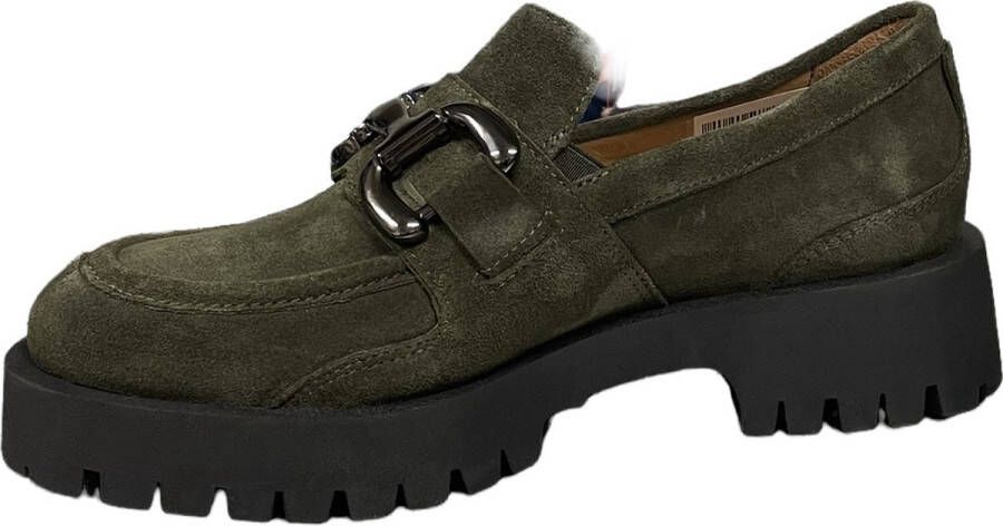 Piedi Nudi 2597-11.05 Military- instappers- damesschoenen- instappers- instap groen