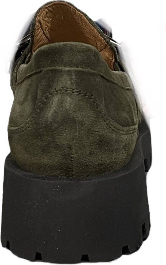 Piedi Nudi 2597-11.05 Military- instappers- damesschoenen- instappers- instap groen