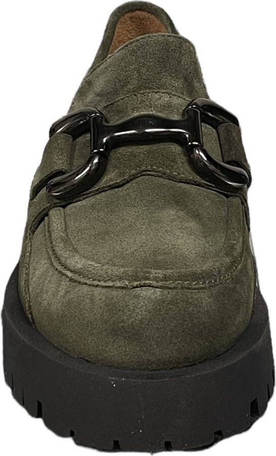 Piedi Nudi 2597-11.05 Military- instappers- damesschoenen- instappers- instap groen