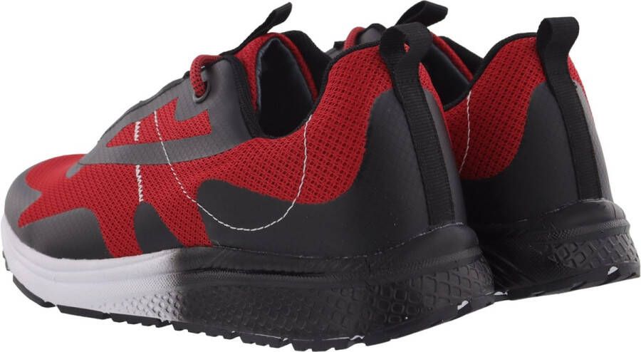 Piedro Sport Albon Sneakers Rood Zwart Vetersluiting Wijdte Valt kleiner: bestel een maat groter
