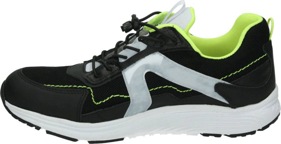 Piedro Sport Bram Sneakers Zwart Wit Geel Vetersluiting