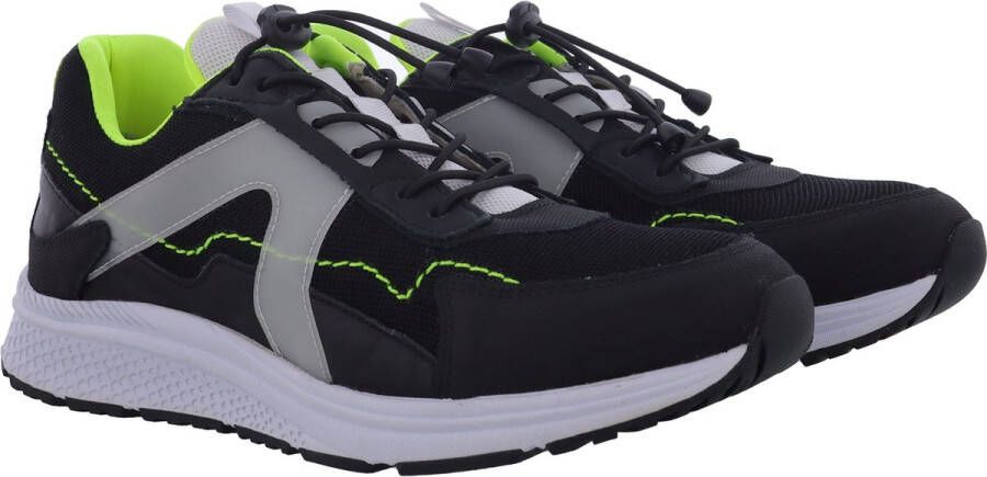 Piedro Sport Bram Sneakers Zwart Wit Geel Vetersluiting