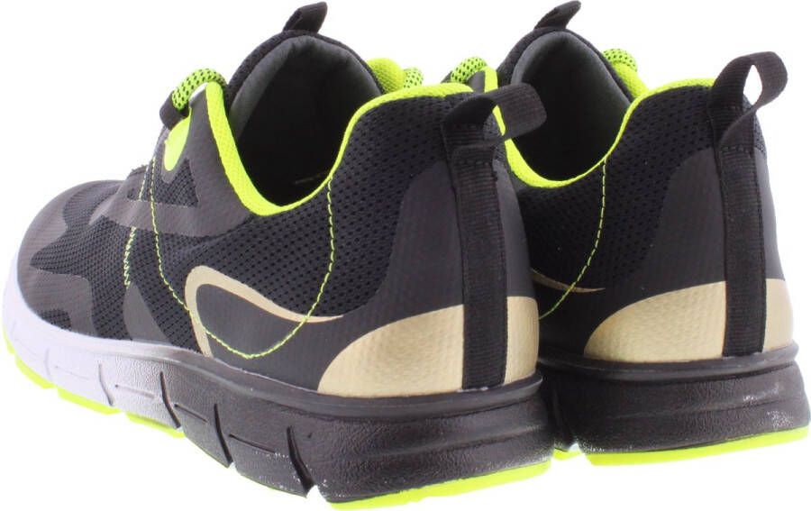 Piedro Sport Dex Sneakers Zwart Geel Vetersluiting Valt kleiner: bestel een maat groter