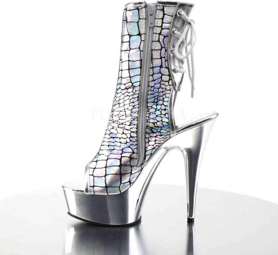 pleaser DELIGHT-1018HG Plateau Laarzen 40 Shoes Zilverkleurig