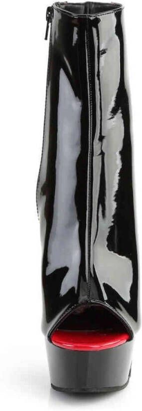 pleaser DELIGHT-1025 6 Heel 1 3 4 PF Peep Toe Corset Style Ankle Boot Side Zip