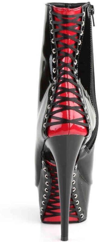 pleaser DELIGHT-1025 6 Heel 1 3 4 PF Peep Toe Corset Style Ankle Boot Side Zip