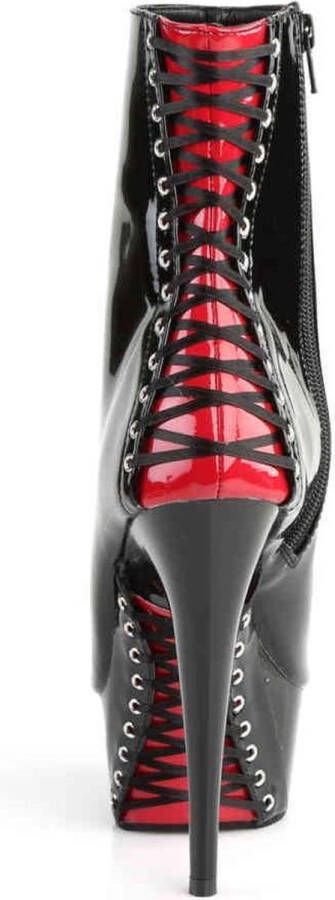 pleaser DELIGHT-1025 Plateau Laarzen 40 Shoes Zwart Rood