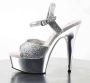 Pleaser 5 = | DELIGHT 609G | 6 Heel 1 3 4 Silver Chrome PF Ankle Strap Sandal - Thumbnail 4