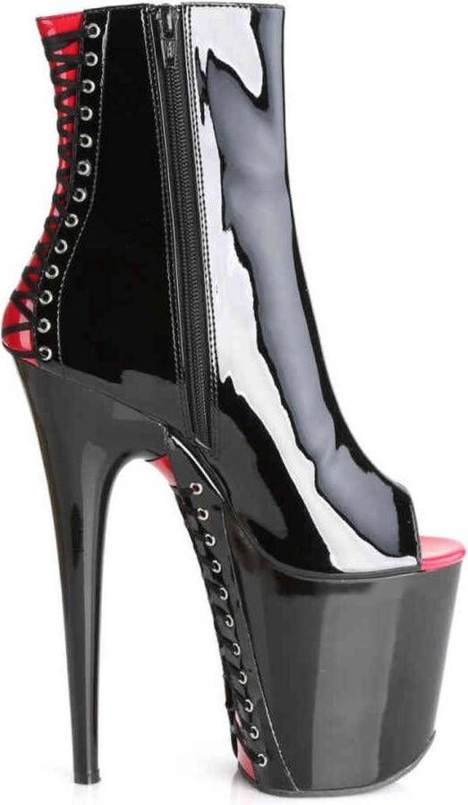 Pleaser FLAMINGO-1025 Plateau Laarzen Paaldans schoenen Paaldans schoenen 40 Shoes Zwart Rood