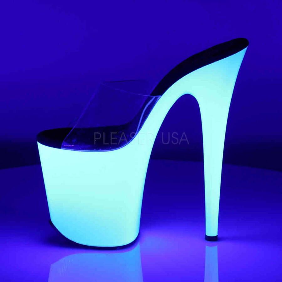 Pleaser Muiltjes 37 Shoes FLAMINGO 801UV Paaldans schoenen Wit Transparant - Foto 2