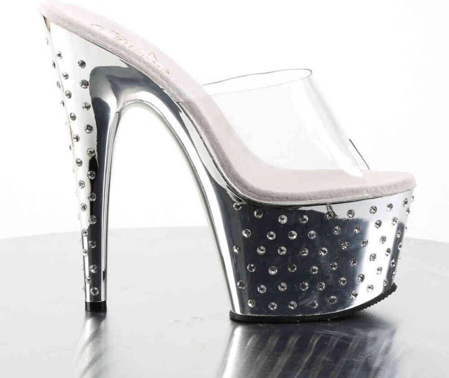 pleaser Muiltjes STARDUST-701 Paaldans schoenen Zilverkleurig Transparant