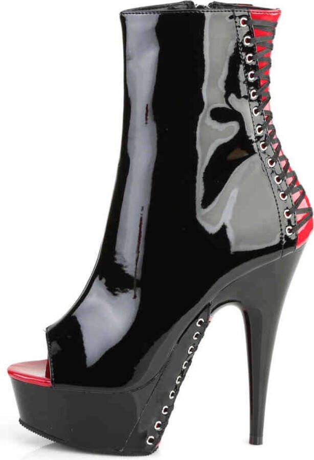 Pleaser DELIGHT-1025 Plateau Laarzen 40 Shoes Zwart Rood - Foto 5