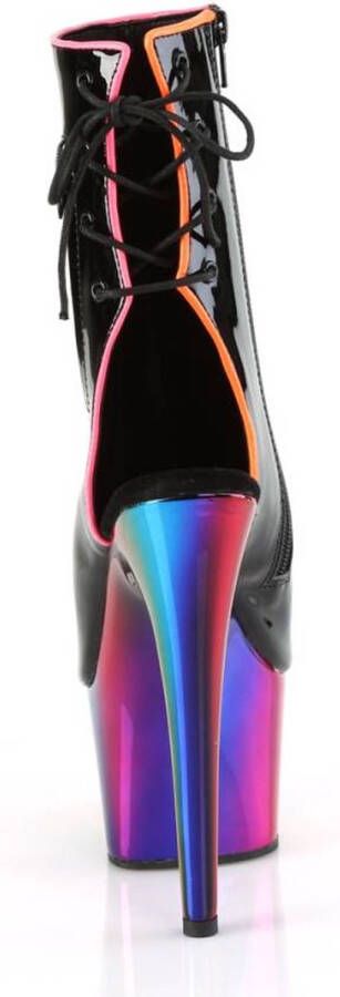 pleaser Plateau Laarzen Paaldans schoenen ADORE-1018R Zwart Regenboog