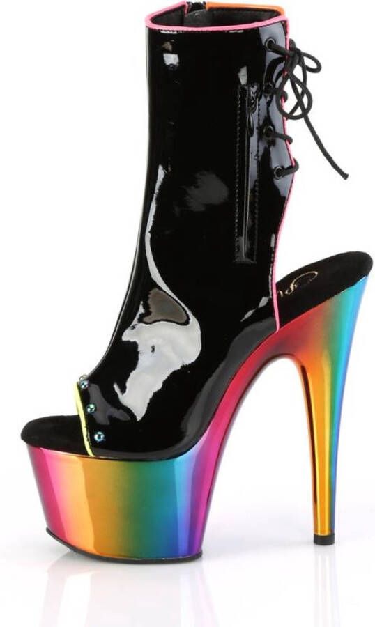 pleaser Plateau Laarzen Paaldans schoenen ADORE-1018R Zwart Regenboog