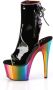 Pleaser ADORE-1018R Plateau Laarzen Paaldans schoenen 35 Shoes Zwart Regenboog - Thumbnail 4