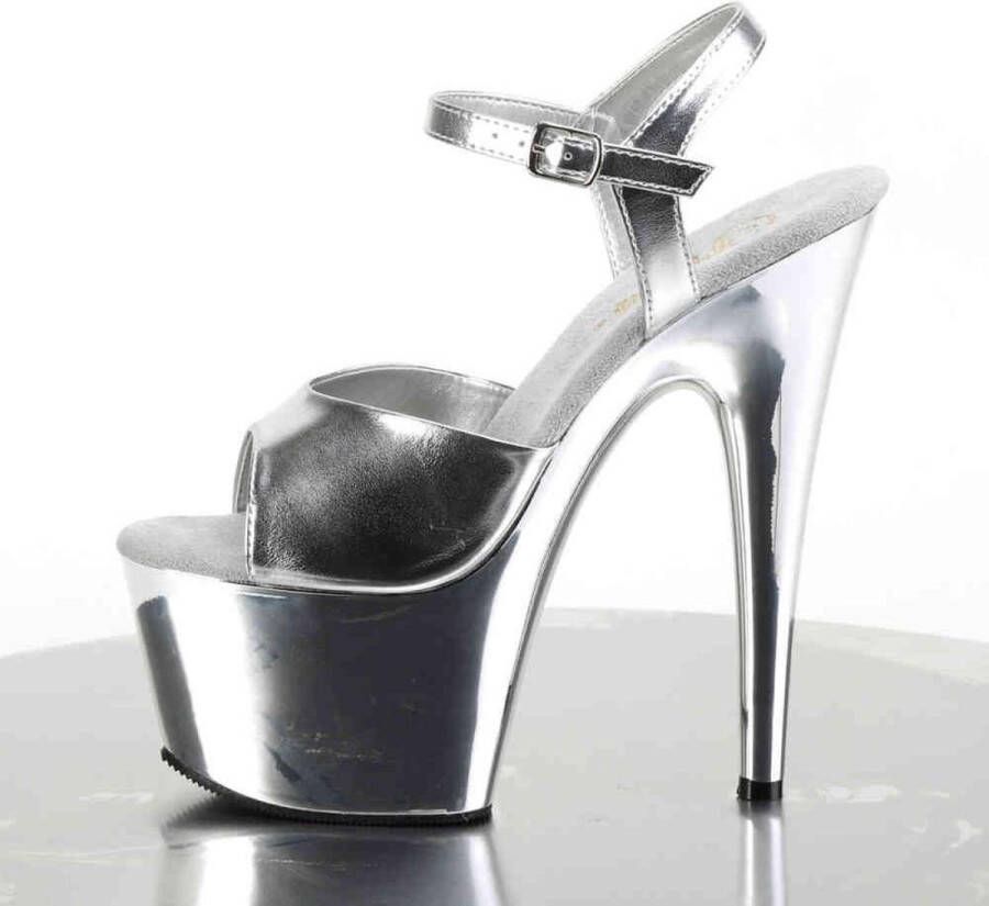 pleaser Sandaal met enkelband Paaldans schoenen ADORE-709 Paaldans schoenen Zilverkleurig