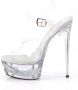 Pleaser ECLIPSE-608DM Sandaal met enkelband Paaldans schoenen Paaldans schoenen 35 Shoes Zilverkleurig Transparant - Thumbnail 3