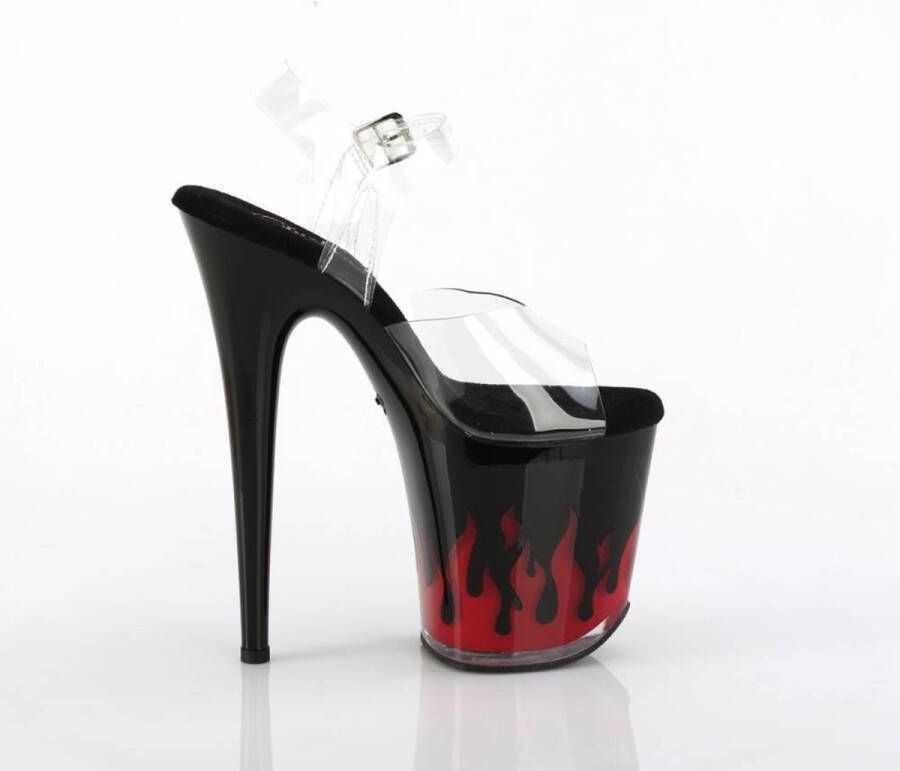 pleaser Sandaal met enkelband Paaldans schoenen FLAMINGO-808NLFL Zwart Transparant