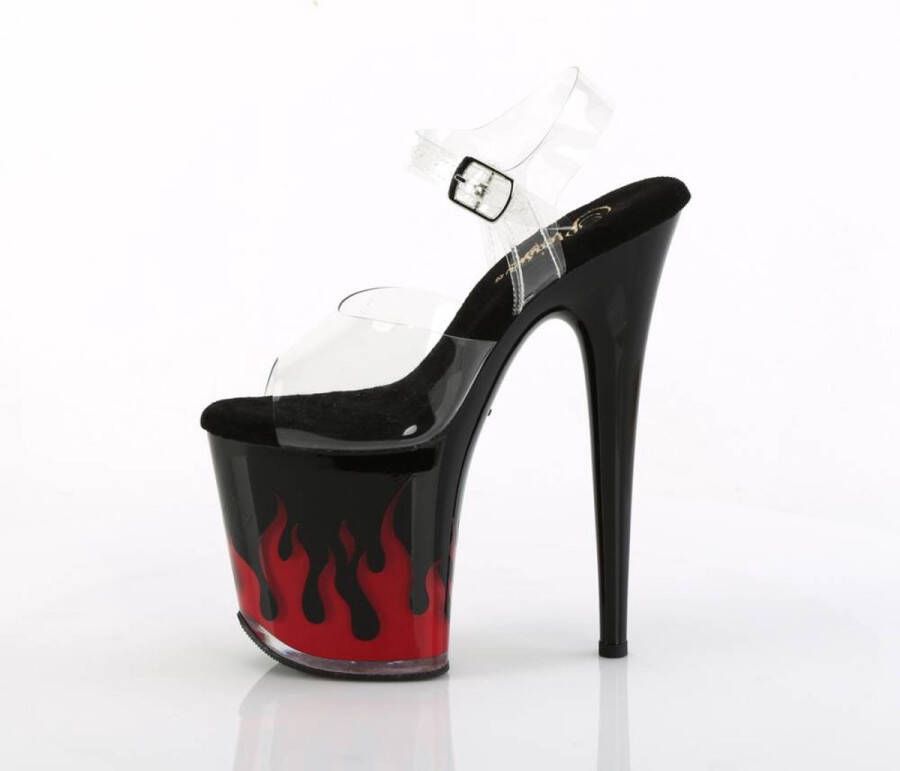 pleaser Sandaal met enkelband Paaldans schoenen FLAMINGO-808NLFL Zwart Transparant