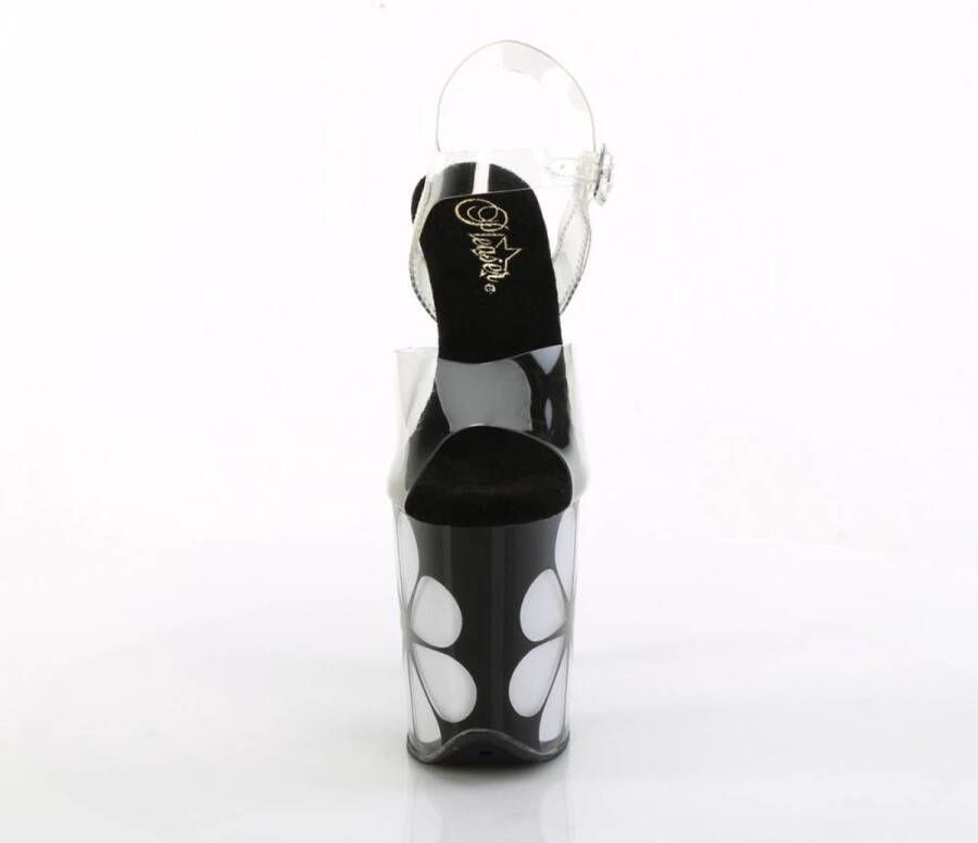 pleaser Sandaal met enkelband Paaldans schoenen FLAMINGO-808NLHS Zwart Transparant