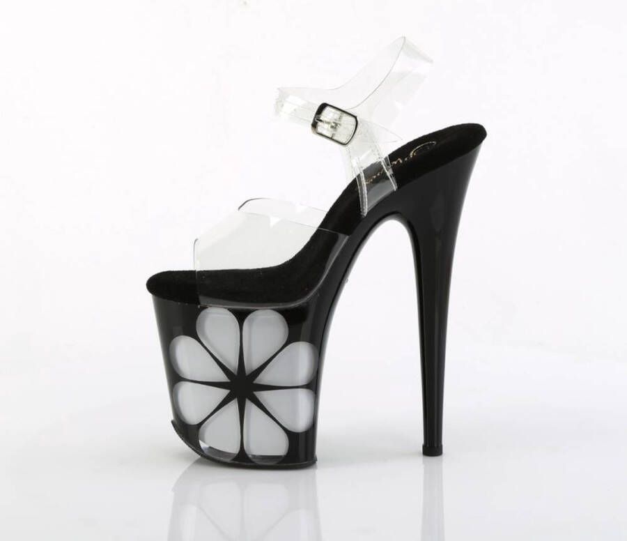 pleaser Sandaal met enkelband Paaldans schoenen FLAMINGO-808NLHS Zwart Transparant