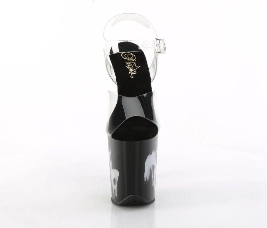 pleaser Sandaal met enkelband Paaldans schoenen FLAMINGO-808NLSG Zwart Transparant