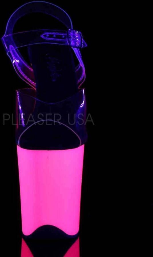 Pleaser Sandaal met enkelband Paaldans schoenen 42 Shoes FLAMINGO 808UV Paaldans schoenen Roze Transparant - Foto 2