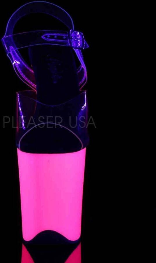 Pleaser Sandaal met enkelband Paaldans schoenen 38 Shoes FLAMINGO 808UV Paaldans schoenen Roze Transparant - Foto 2