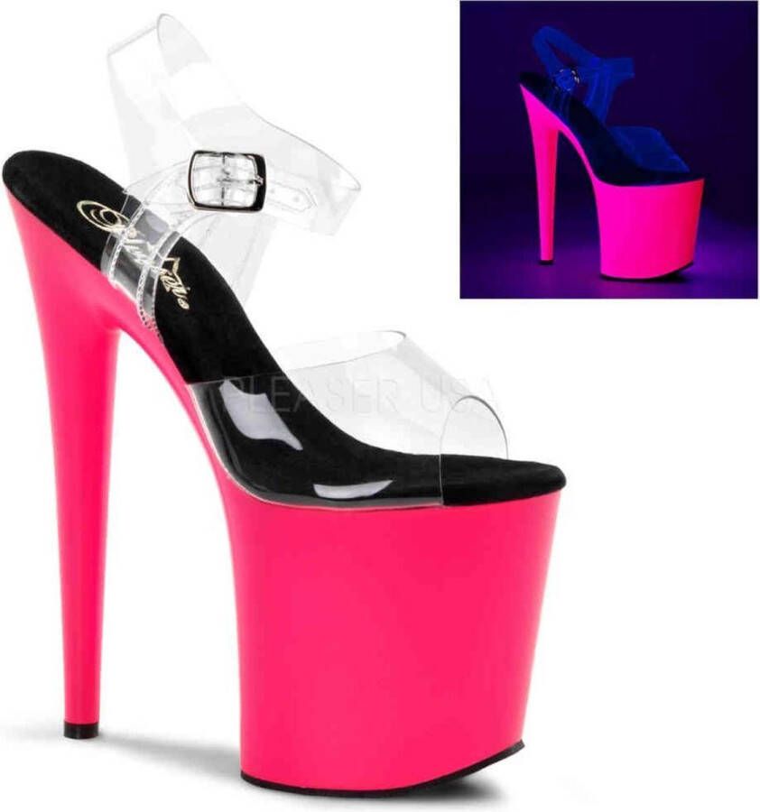 Pleaser Sandaal met enkelband Paaldans schoenen 38 Shoes FLAMINGO 808UV Paaldans schoenen Roze Transparant - Foto 3