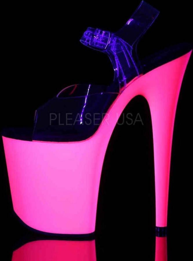 Pleaser Sandaal met enkelband Paaldans schoenen 38 Shoes FLAMINGO 808UV Paaldans schoenen Roze Transparant - Foto 4