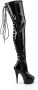 Pleaser shoes = DELIGHT-3063 6 Heel 1 3 4 PF Back Lace Thigh Boot Side Zip - Thumbnail 5