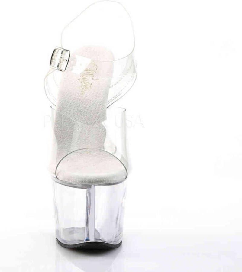 pleaser SKY-308 Sandaal met enkelband Paaldans schoenen Paaldans schoenen 45 Shoes Transparant Zilverkleurig