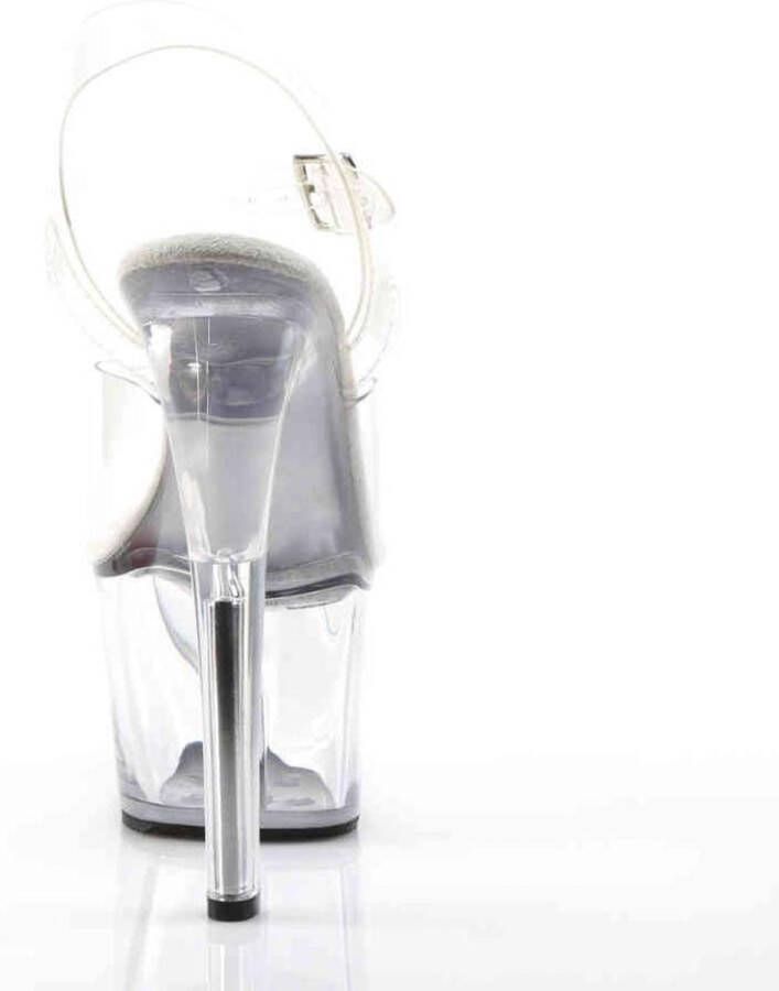 pleaser SKY-308 Sandaal met enkelband Paaldans schoenen Paaldans schoenen 45 Shoes Transparant Zilverkleurig